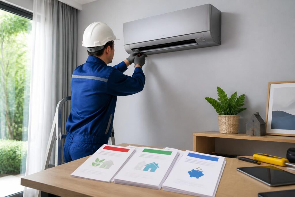 découvrez notre guide pratique pour installer une climatisation réversible, avec toutes les étapes détaillées et les dispositifs d'aides gouvernementales disponibles pour financer votre projet.