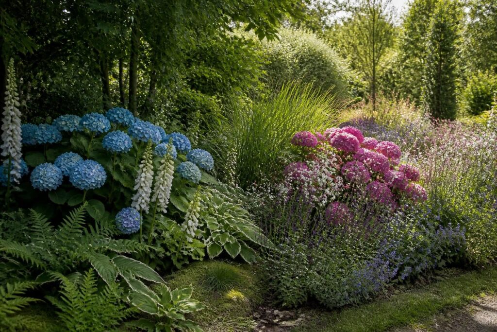 découvrez comment composer un massif harmonieux en associant les meilleures plantes aux hortensias, que ce soit à l'ombre ou au soleil, pour un jardin éclatant toute l'année.